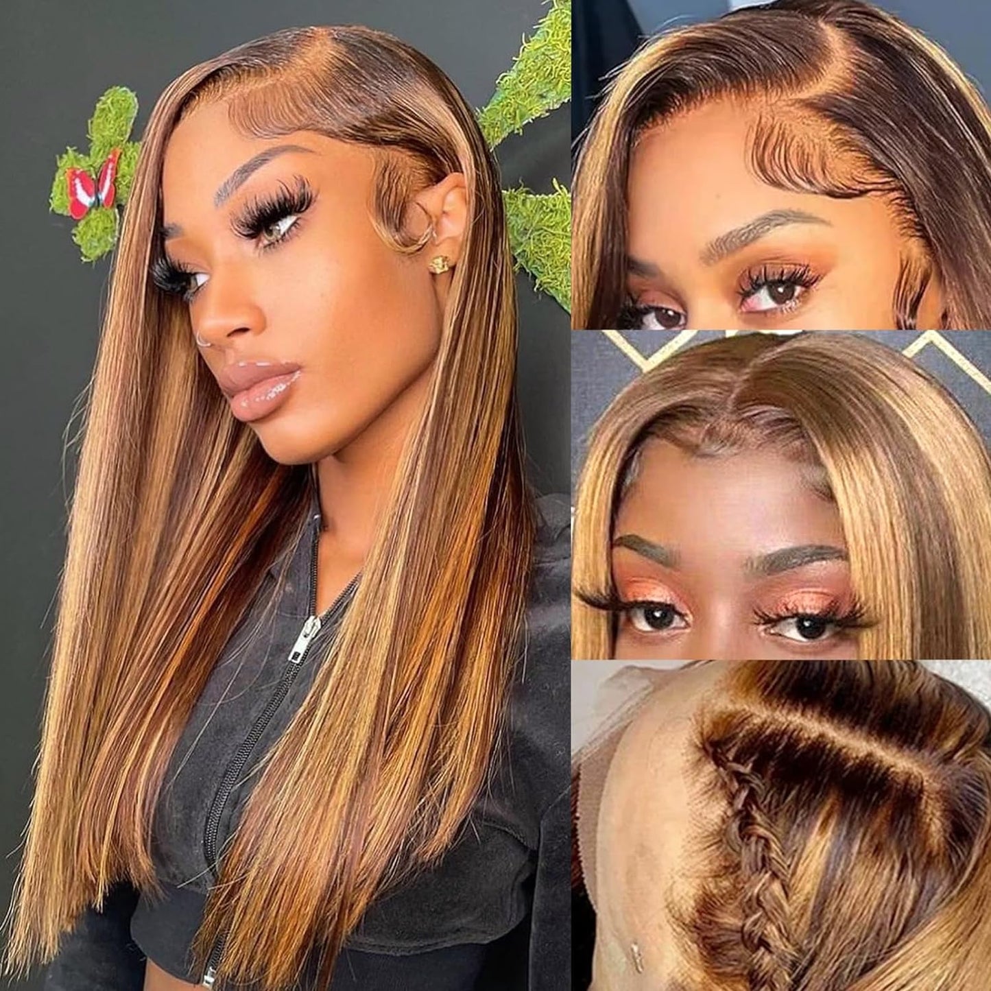 Beluck Highlight 13x6 HD Straight Lace Front Wigs 4/27 Colored Honey Blonde HD Lace Frontal Wigs For Women Glueless Pre Plucked with Baby Hair