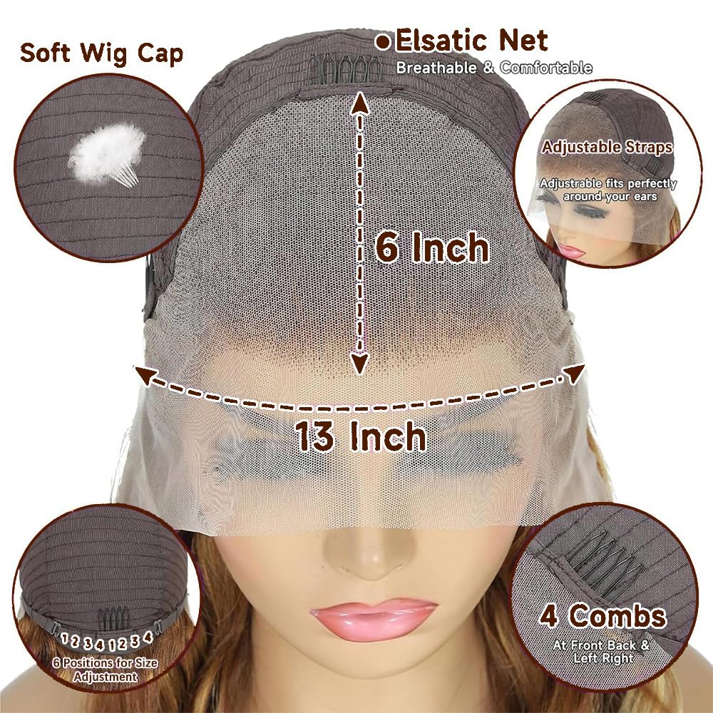 Beluck Highlight 13x6 HD Straight Lace Front Wigs 4/27 Colored Honey Blonde HD Lace Frontal Wigs For Women Glueless Pre Plucked with Baby Hair
