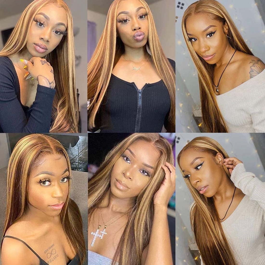 Beluck Highlight 13x6 HD Straight Lace Front Wigs 4/27 Colored Honey Blonde HD Lace Frontal Wigs For Women Glueless Pre Plucked with Baby Hair