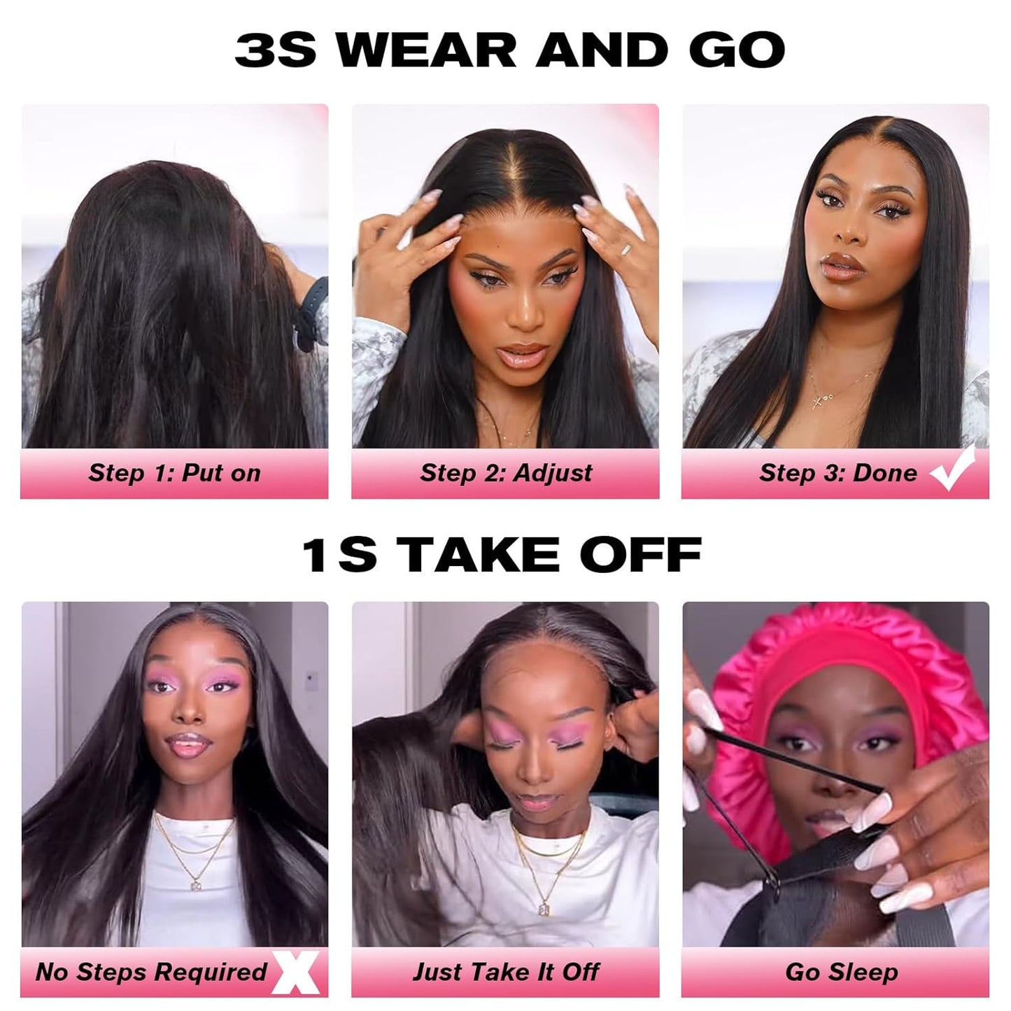 5x6 Wear And Go Glueless Wig for Beginners, Straight Lace Front Glueless Wigs Human Hair Pre Plucked Pre Cut, 15A Hd Lace Closure Wigs Human Hair