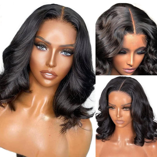 Beluck Wear And Go Glueless Wig Bob Wig Human Hair, 4x4 Closure Wigs Body Wave Glueless Wigs Human Hair Pre Plucked Pre Cut Lace Glueless Wig Wear And Go For Beginners