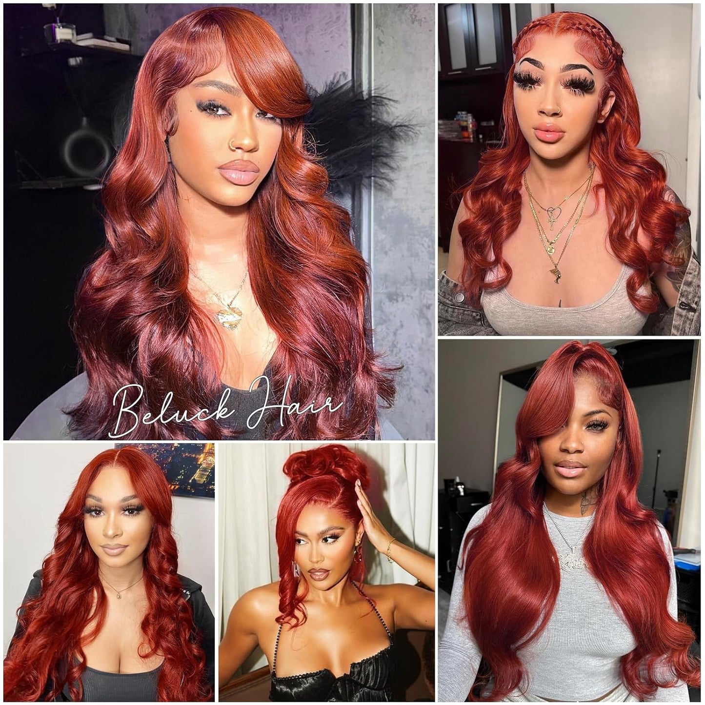Beluck Reddish Brown 13x6 Lace Front Wigs Glueless Body Wave Frontal Wigs