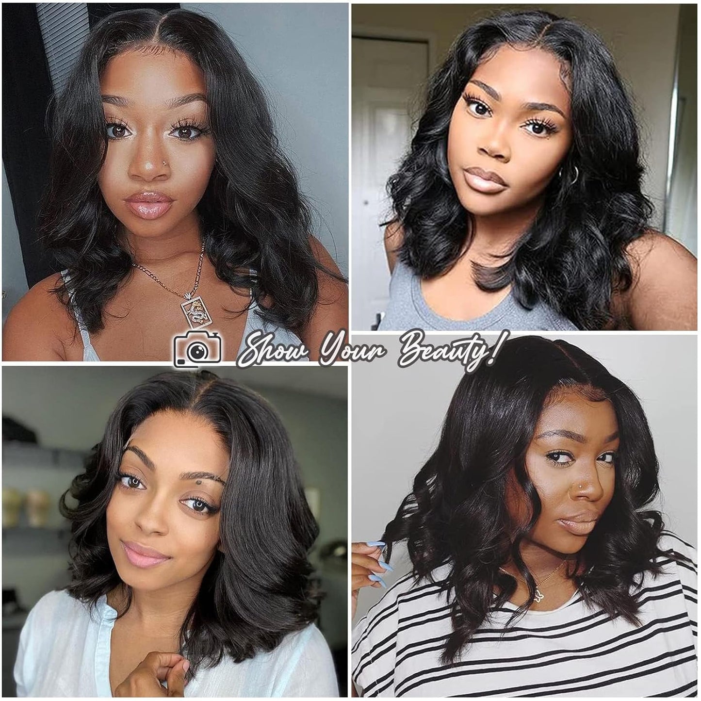 Beluck Wear And Go Glueless Wig Bob Wig Human Hair, 4x4 Closure Wigs Body Wave Glueless Wigs Human Hair Pre Plucked Pre Cut Lace Glueless Wig Wear And Go For Beginners