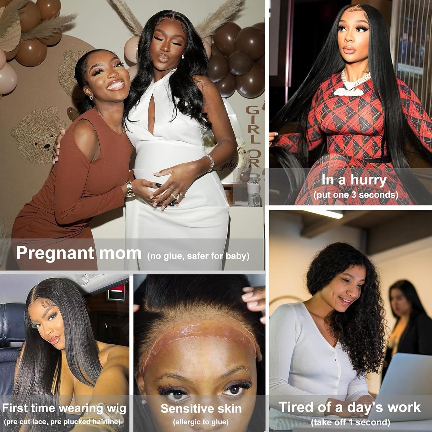 5x6 Wear And Go Glueless Wig for Beginners, Straight Lace Front Glueless Wigs Human Hair Pre Plucked Pre Cut, 15A Hd Lace Closure Wigs Human Hair