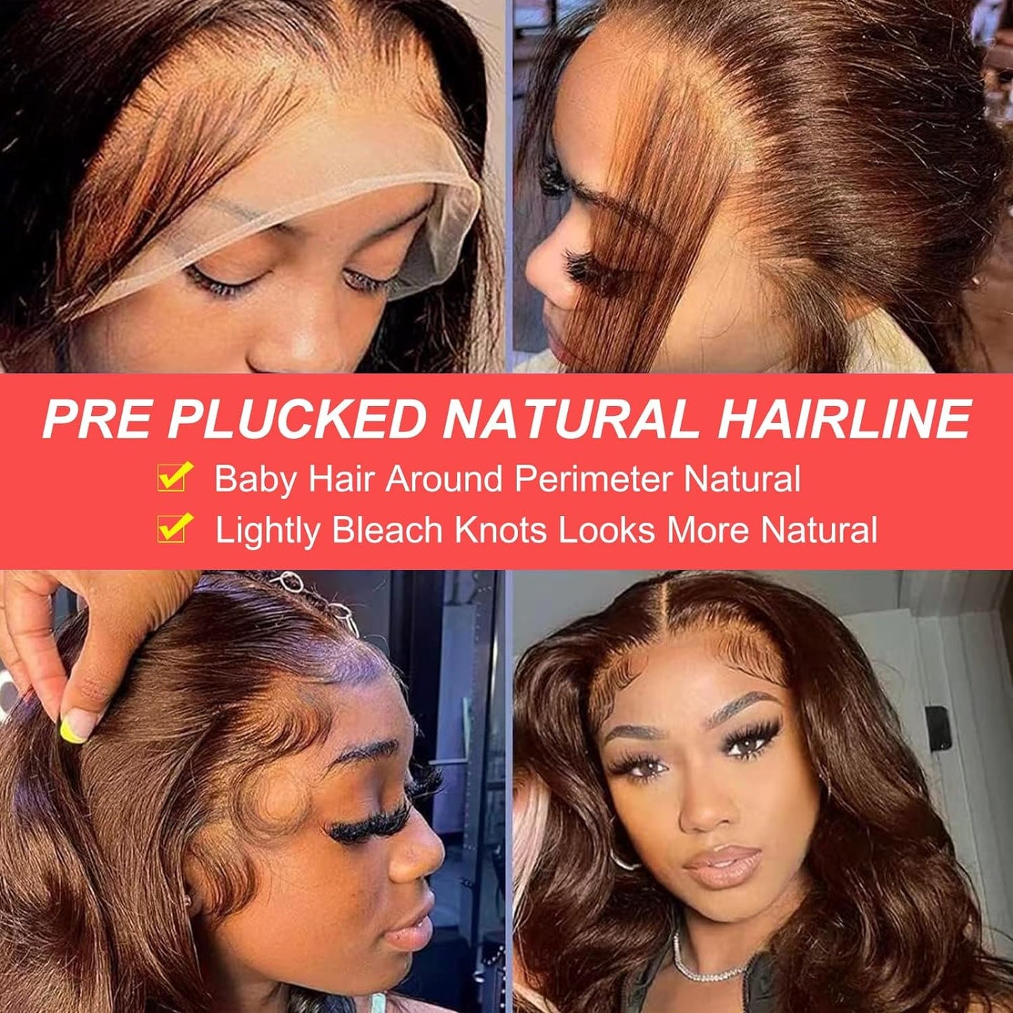 Beluck 13X6 Chocolate Brown Lace Front Wig Human Hair Pre Plucked, 13x6 lace front wigs human hair 200 Density Body Wave Frontal Wigs Human Hair Hd Lace, Glueless 13x6 Lace Front Wigs Human Hair Colored With Baby Hair