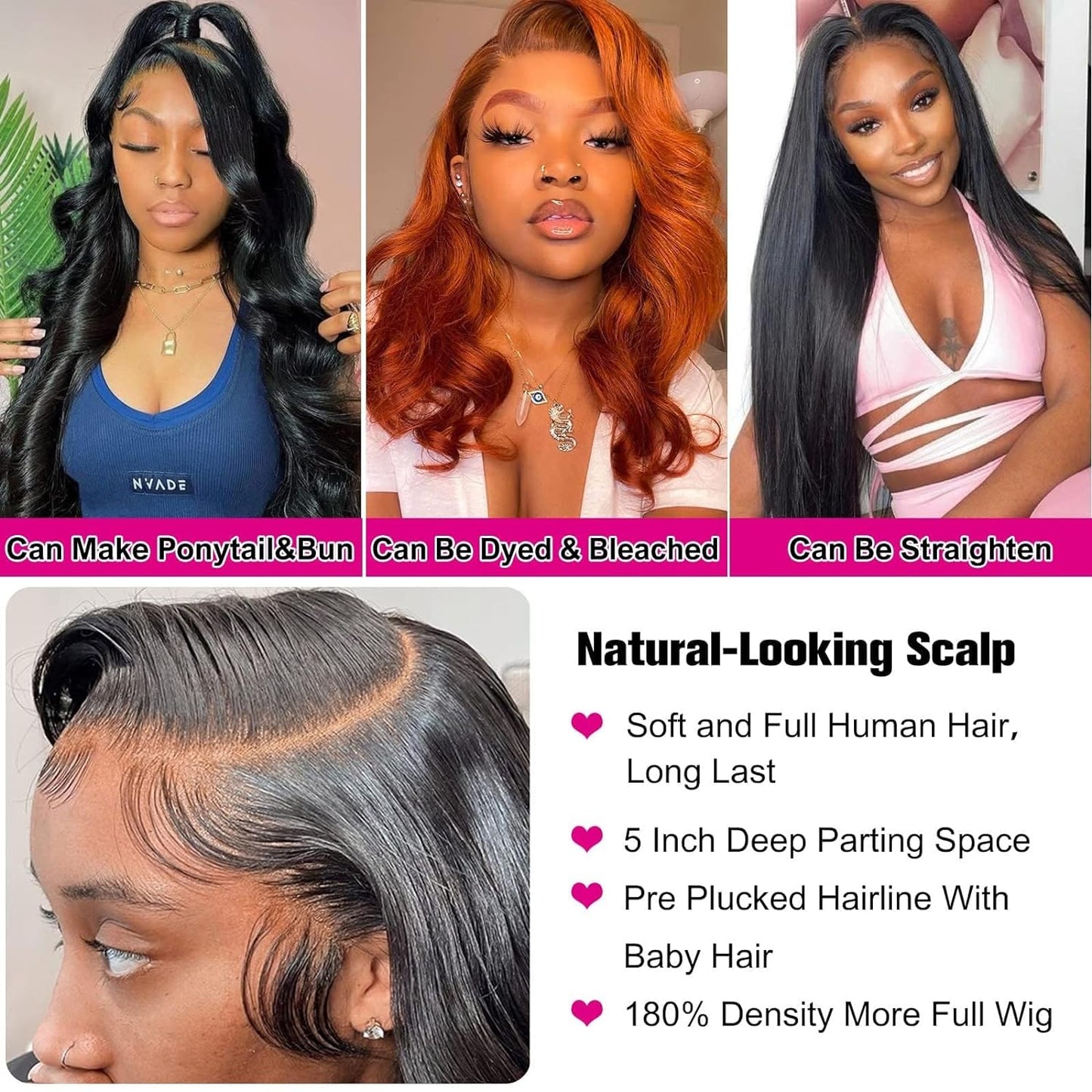 5x5 HD Lace Closure Wigs Human Hair,15A Body Wave 200 Density Hd Lace Front Wigs Human Hair Pre Plucked With Baby Hair, Wear And Go Glueless Wigs Human Hair