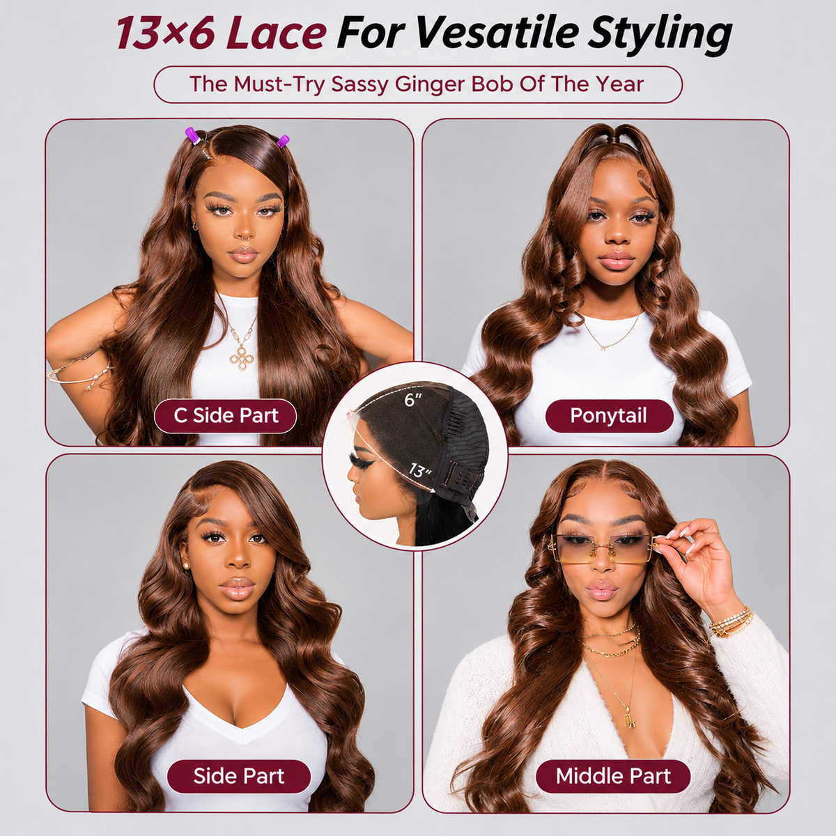 Beluck Chocolate Brown Loose Body Wave 13x6 Glueless Wig Face Framing Layers Human Hair