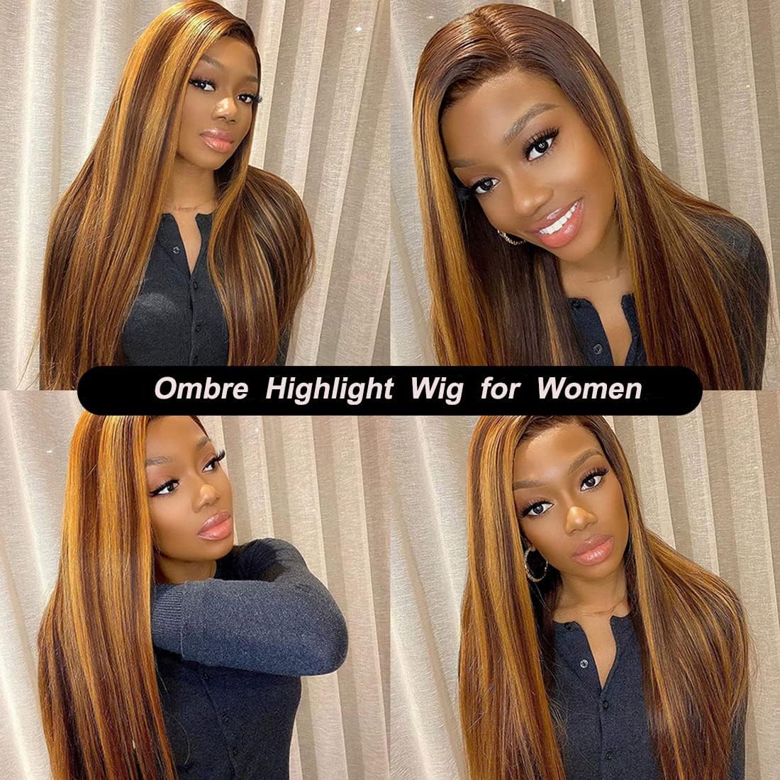 Beluck Highlight 13x6 HD Straight Lace Front Wigs 4/27 Colored Honey Blonde HD Lace Frontal Wigs For Women Glueless Pre Plucked with Baby Hair