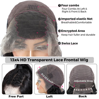 ALIPOP 13x4 Lace Front Wigs Human Hair Bob Wigs For Black Women Natural Black Color