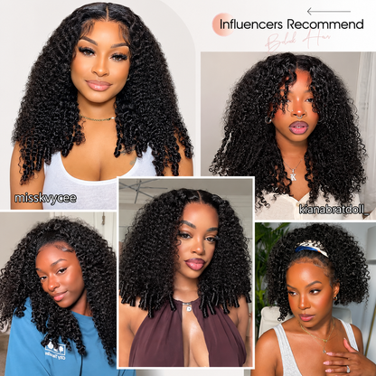 13x6 Burmese Curly Pre-Cut Lace Glueless Human Hair Wig With Drawstring