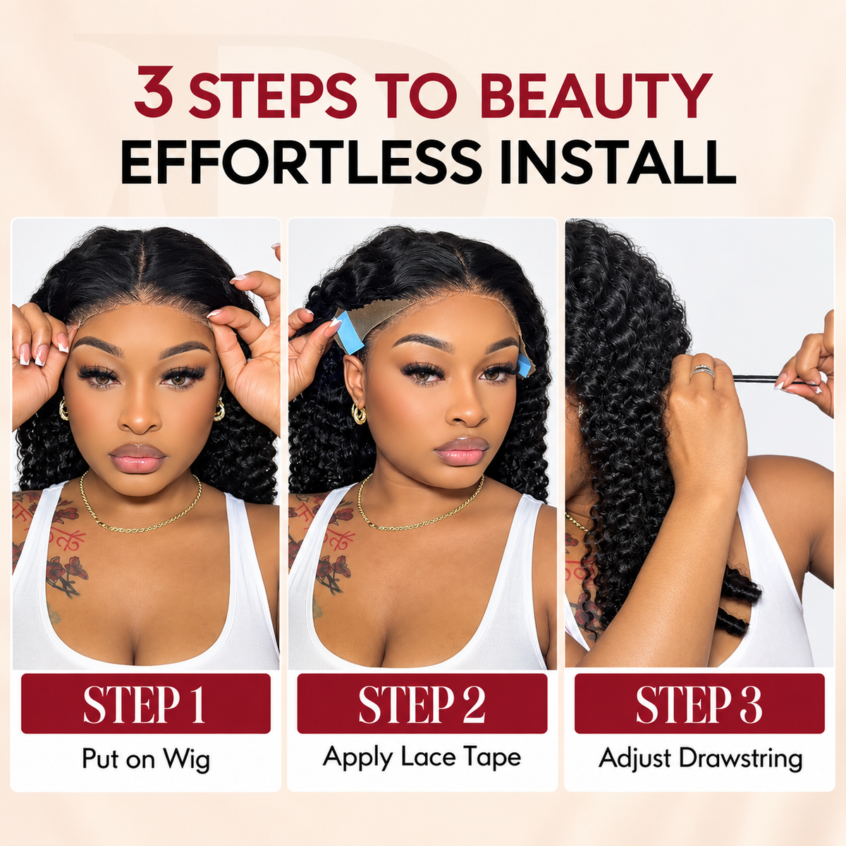 13x6 Burmese Curly Pre-Cut Lace Glueless Human Hair Wig With Drawstring