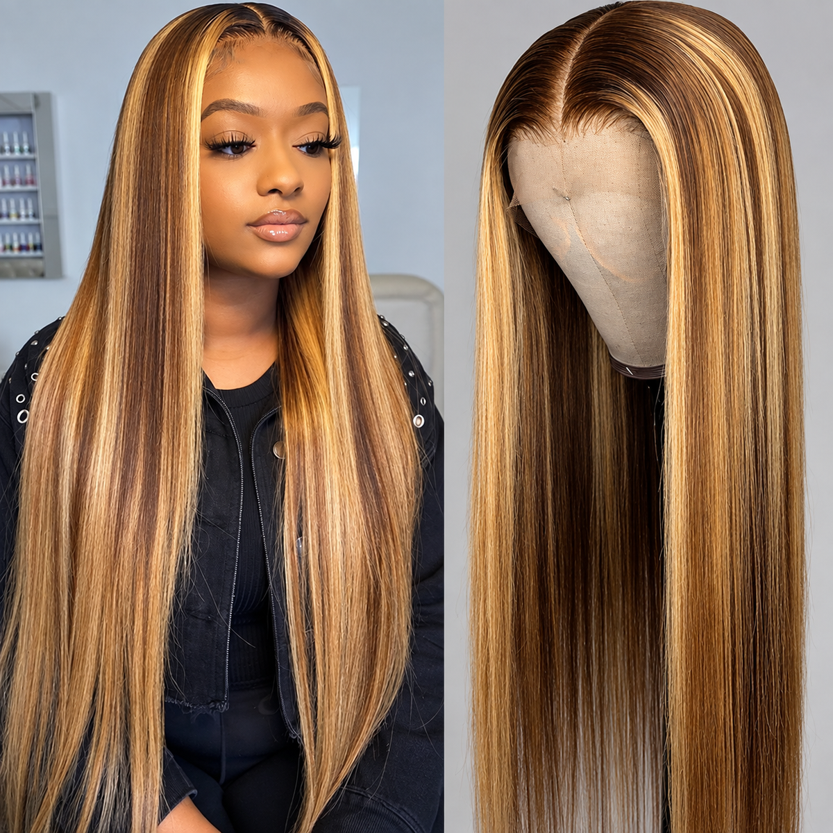Pull & Go 13x6 Drawstring Highlight Lace Front Human Hair Wig | 220% Density Honey Blonde Glueless Wig