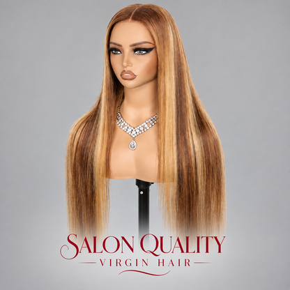 Pull & Go 13x6 Drawstring Highlight Lace Front Human Hair Wig | 220% Density Honey Blonde Glueless Wig