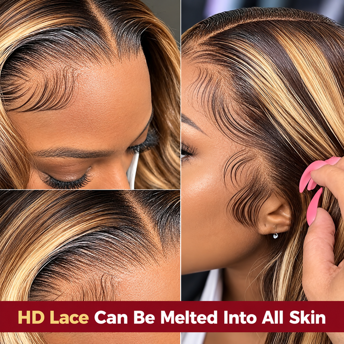 13x6 Honey Blonde Body Wave Highlight Lace Front Human Hair Wig 4/27 – 220% Density