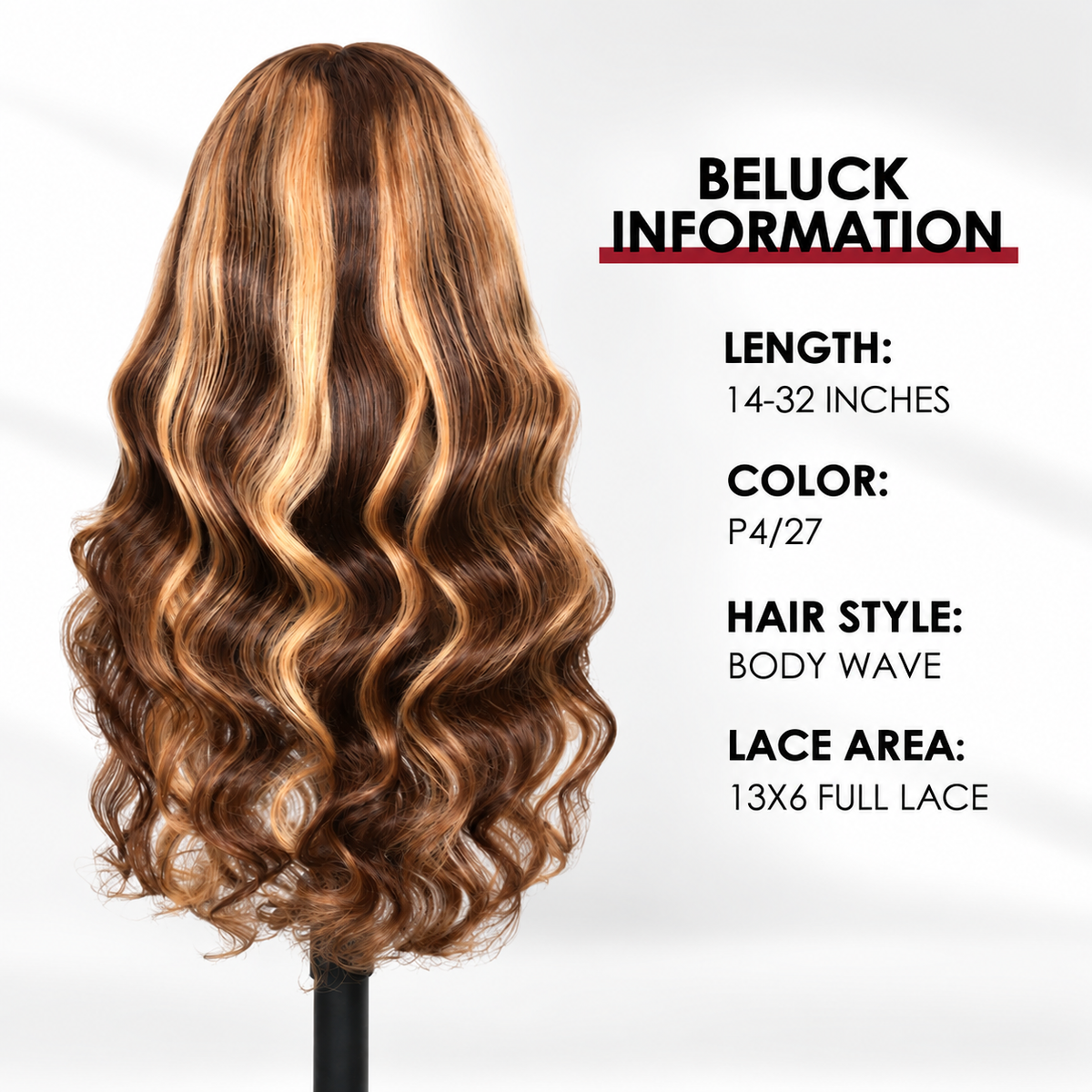 13x6 Honey Blonde Body Wave Highlight Lace Front Human Hair Wig 4/27 – 220% Density