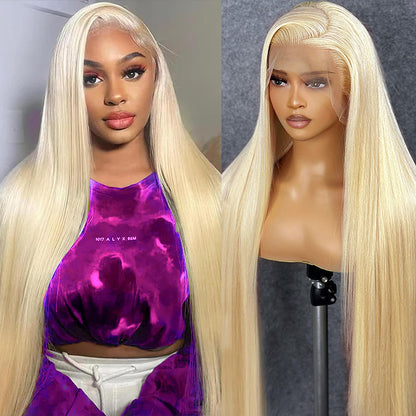 613 13x4 Blonde Straight HD Transparent Lace Frontal Wigs