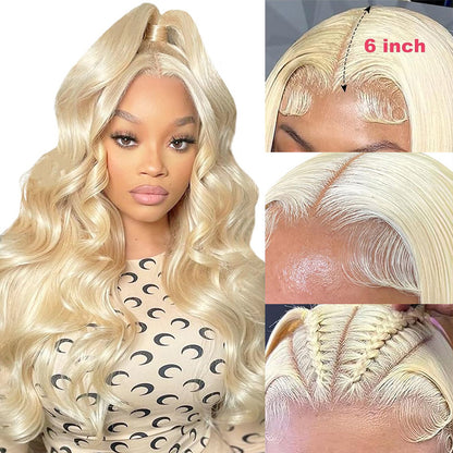 Beluck 613 Lace Front Wig Human Hair 13x6 Transparent Lace Body Wave 613 HD Lace Frontal Wig 613 Honey Blonde Lace Front Wig Human Hair Pre Plucked Bleached Knots Lace Front Wig