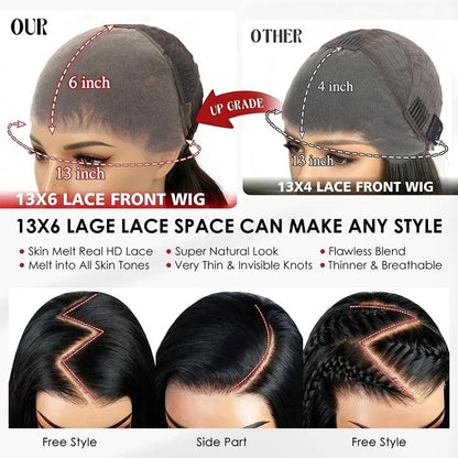 Beluck Glueless 13x6 Lace Front Wigs Human Hair With Drawstring 220% Density Body Wave Human Hair Wig Ear To Ear HD Lace Frontal Pre Plucked Wear Go Glueless Wigs Human Hair Deep Wavy Wigs Human Hair Weave