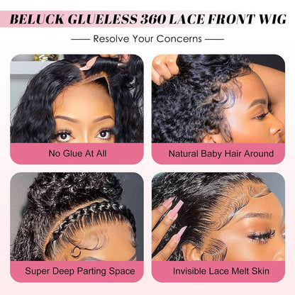 Beluck Deep Wave Curly 360 Lace Front Glueless Wigs