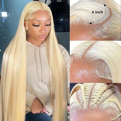 613 13x4 Blonde Straight HD Transparent Lace Frontal Wigs