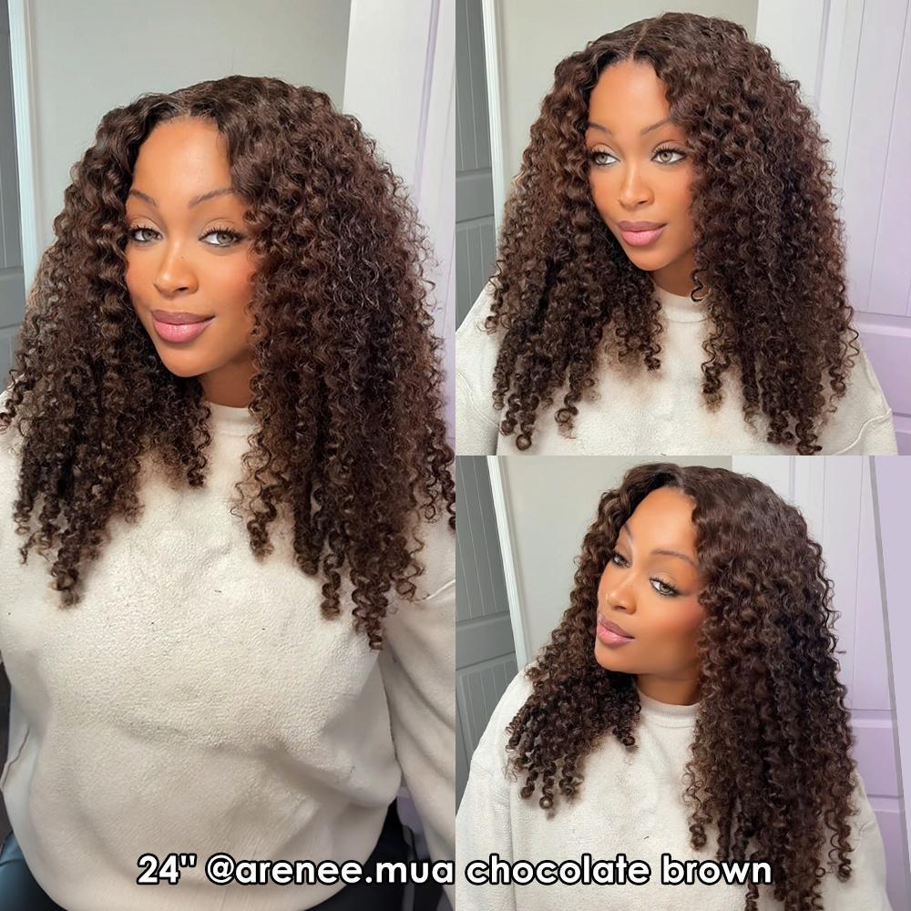 Beluck Hair 13x6 Burmese Curly Wig 250% Pre-Cut HD Lace Frontal Wigs Full End Ear-To-Ear With Invisible Drawstring Wig Wear And Go Glueless Wig Brazilian Human Hair Wigs For Women Natural Color/Chocolate Brown Pre-Plucked & Minimal Knots Hair Lace Wig 15A