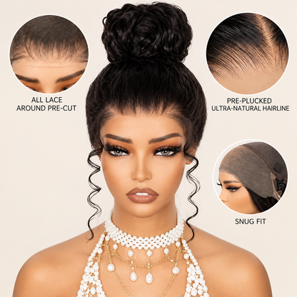 Kinky Straight Invisi Strap Snug Fit 360 Transparent Lace Frontal Wig | Pre-Cut Lace & Bleached Knots