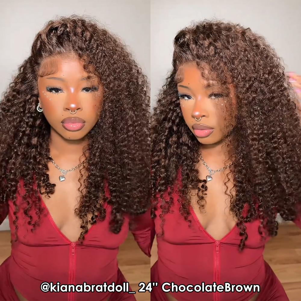 Beluck Hair 13x6 Burmese Curly Wig 250% Pre-Cut HD Lace Frontal Wigs Full End Ear-To-Ear With Invisible Drawstring Wig Wear And Go Glueless Wig Brazilian Human Hair Wigs For Women Natural Color/Chocolate Brown Pre-Plucked & Minimal Knots Hair Lace Wig 15A