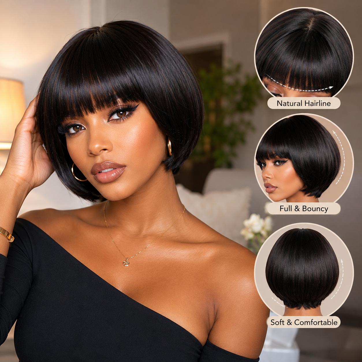 Beluck Pixie Cut Wig 2X4 Lace Glueless Wigs Straight Human Hair Wig Ready To Go Short Pixie Wigs Human Hair Wigs For Women Natural Black Straight Bob Wigs Beginner Friendly Summer Hairstyles Budget Friendly Wig Beach Essentials#Summervibes