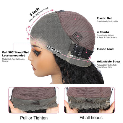 Beluck Deep Wave Curly 360 Lace Front Glueless Wigs