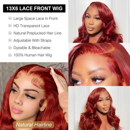 Beluck Reddish Brown 13x6 Lace Front Wigs Glueless Body Wave Frontal Wigs