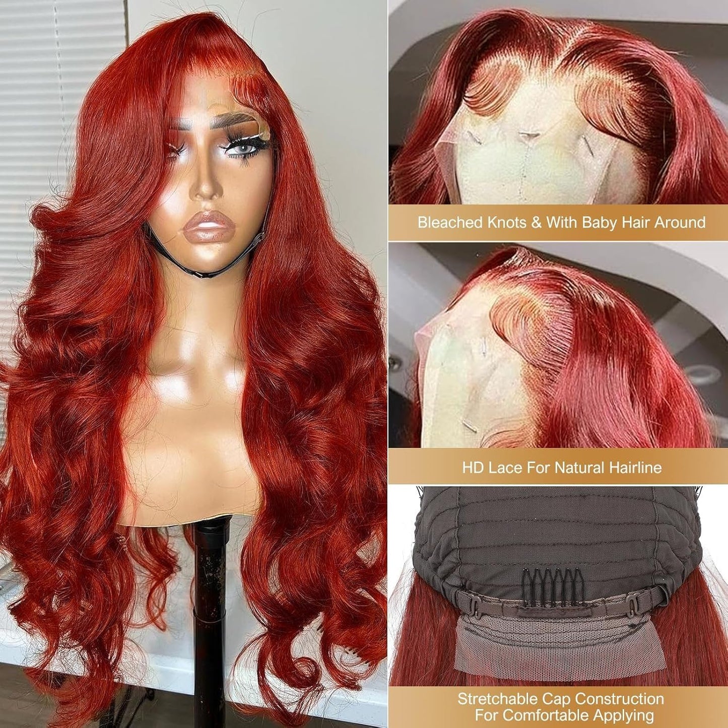 Beluck Reddish Brown 13x6 Lace Front Wigs Glueless Body Wave Frontal Wigs