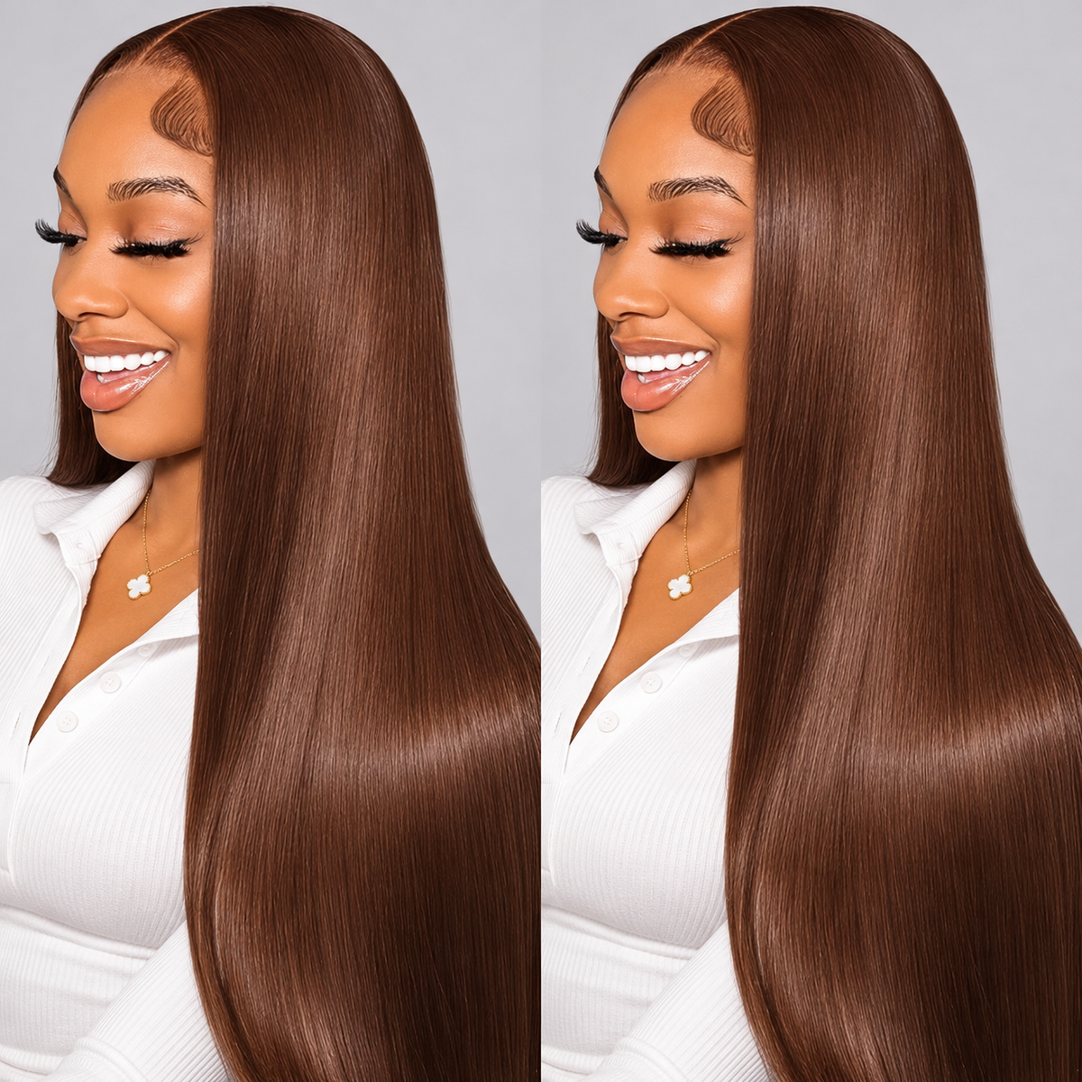 Beluck 6x6 Lace Closure Chocolate Brown Body Wave/straight  Rich Cocoa Color Glossy Waves Human Hair Wig