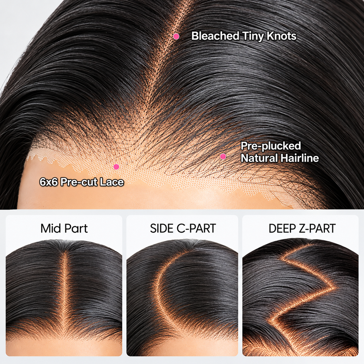 Beluck 6x6 HD Lace Closure Loose Deep Wave Parting Soft Human Hair Wig Deep Defined Waves