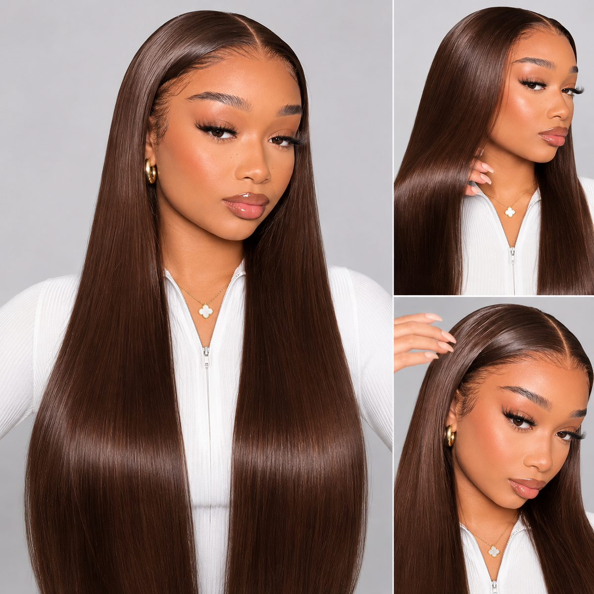 Beluck 6x6 Lace Closure Chocolate Brown Body Wave/straight  Rich Cocoa Color Glossy Waves Human Hair Wig