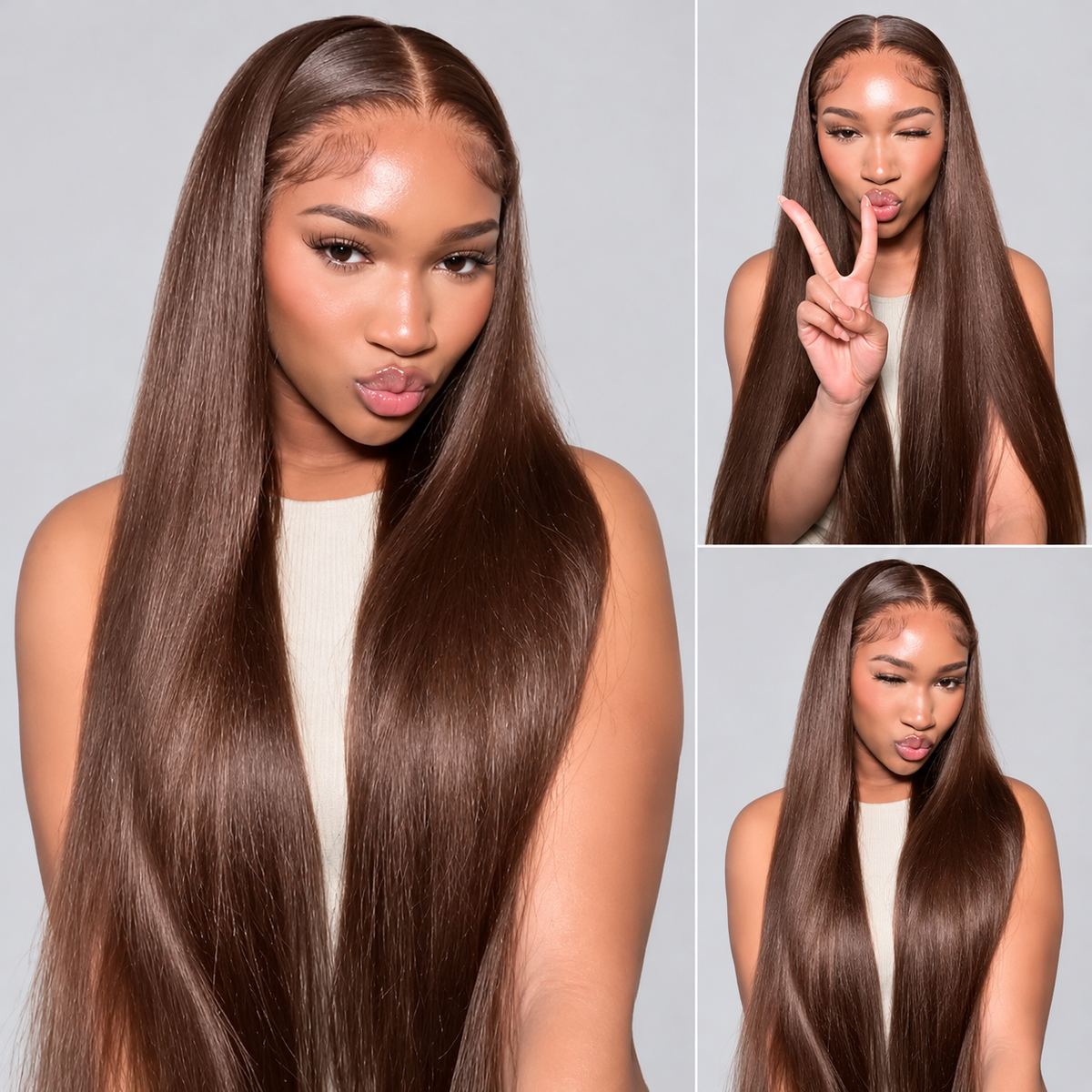 Beluck 6x6 Lace Closure Chocolate Brown Body Wave/straight  Rich Cocoa Color Glossy Waves Human Hair Wig