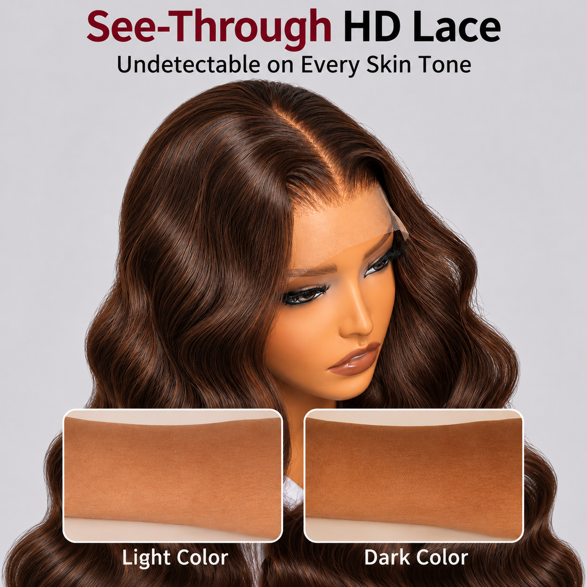 Beluck Chocolate Brown Loose Body Wave 13x6 Glueless Wig Face Framing Layers Human Hair