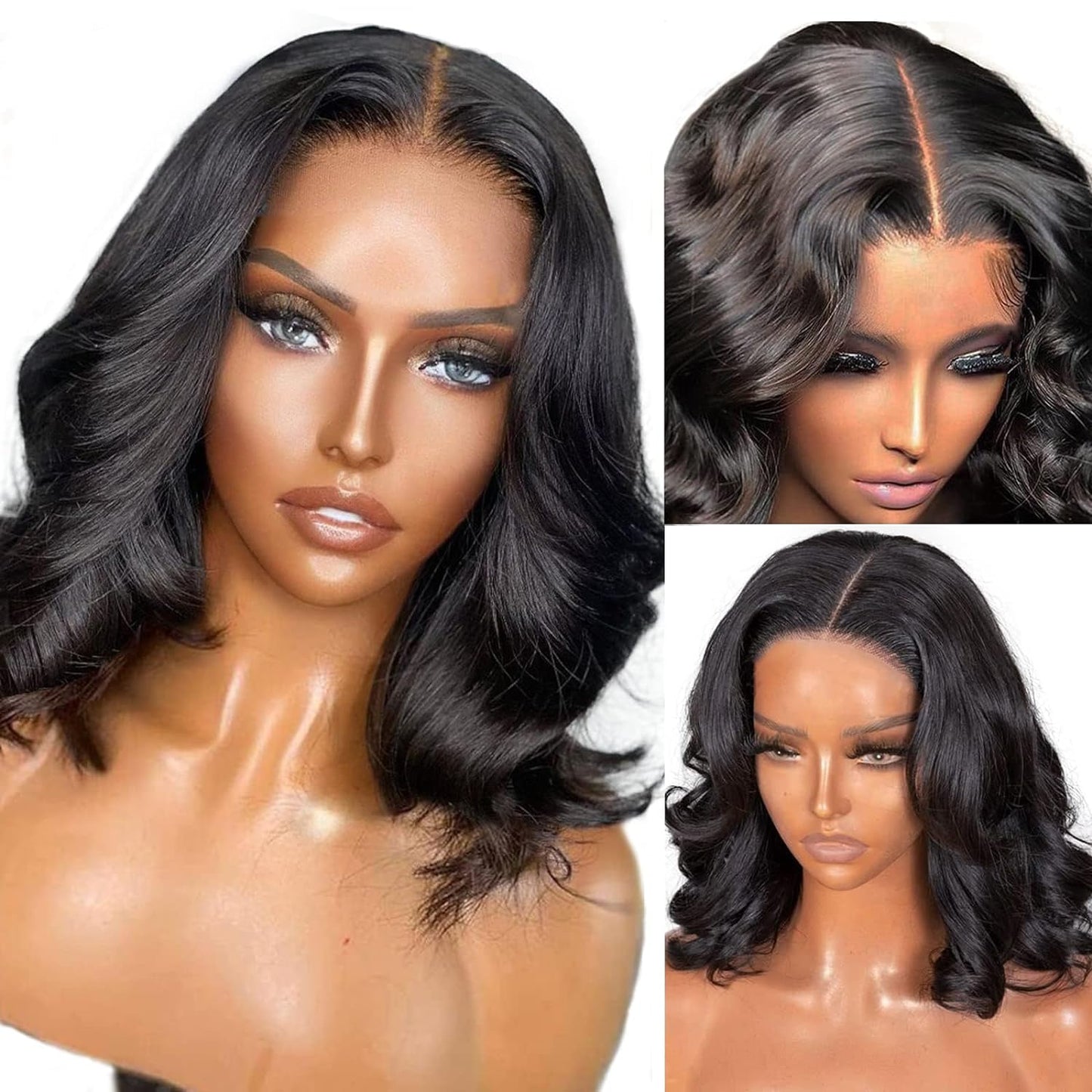 Wear And Go Glueless Wig Bob Wig Human Hair, 4x4 Closure Wigs Body Wave Glueless Wigs Human Hair Pre Plucked Pre Cut Lace Glueless Wig Wear And Go For Beginners