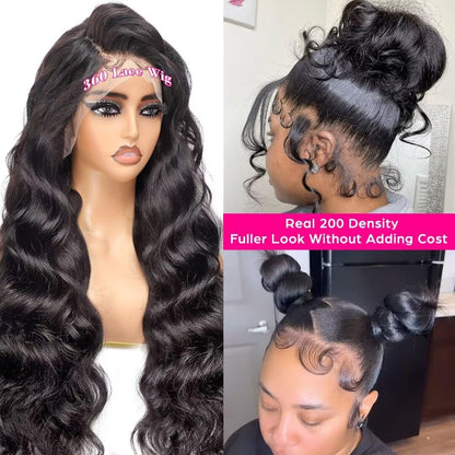 360 Lace Front Wigs Human Hair Pre Plucked, 200 Density Body Wave Frontal 360 Wig Human Hair Full Lace Human Hair Wigs, HD Lace Front Wigs for Women Human Hair Glueless with Baby Hair