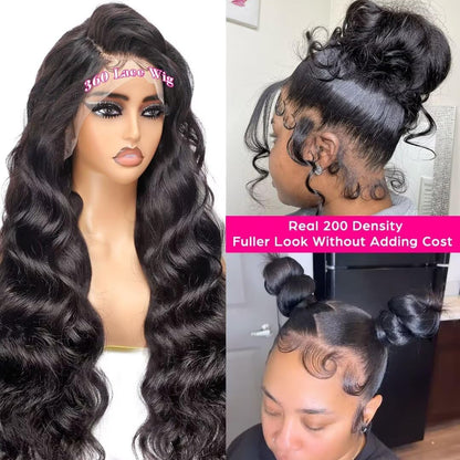 Beluck 360 Lace Front Wigs Human Hair Pre Plucked, 200 Density Body Wave Frontal 360 Wig Human Hair Full Lace Human Hair Wigs, HD Lace Front Wigs for Women Human Hair Glueless with Baby Hair