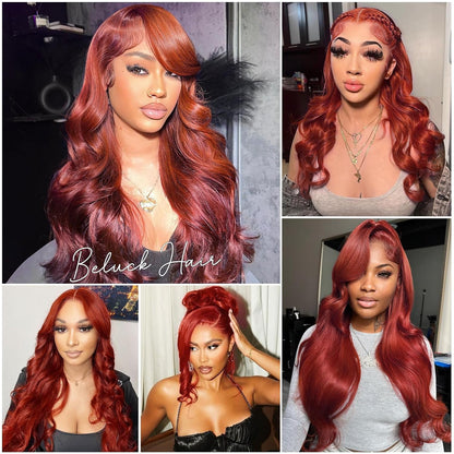 Beluck Reddish Brown 13x6 Lace Front Wigs Glueless Body Wave Frontal Wigs