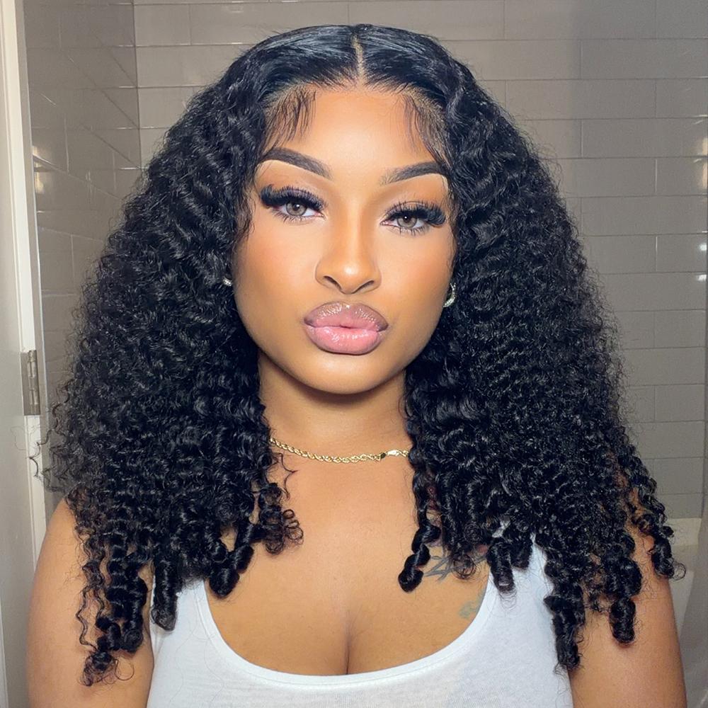 Beluck Hair 13x6 Burmese Curly Wig 250% Pre-Cut HD Lace Frontal Wigs Full End Ear-To-Ear With Invisible Drawstring Wig Wear And Go Glueless Wig Brazilian Human Hair Wigs For Women Natural Color/Chocolate Brown Pre-Plucked & Minimal Knots Hair Lace Wig 15A
