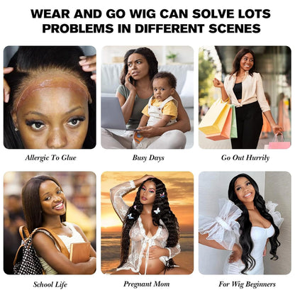 Wear And Go Glueless Wig Bob Wig Human Hair, 4x4 Closure Wigs Body Wave Glueless Wigs Human Hair Pre Plucked Pre Cut Lace Glueless Wig Wear And Go For Beginners