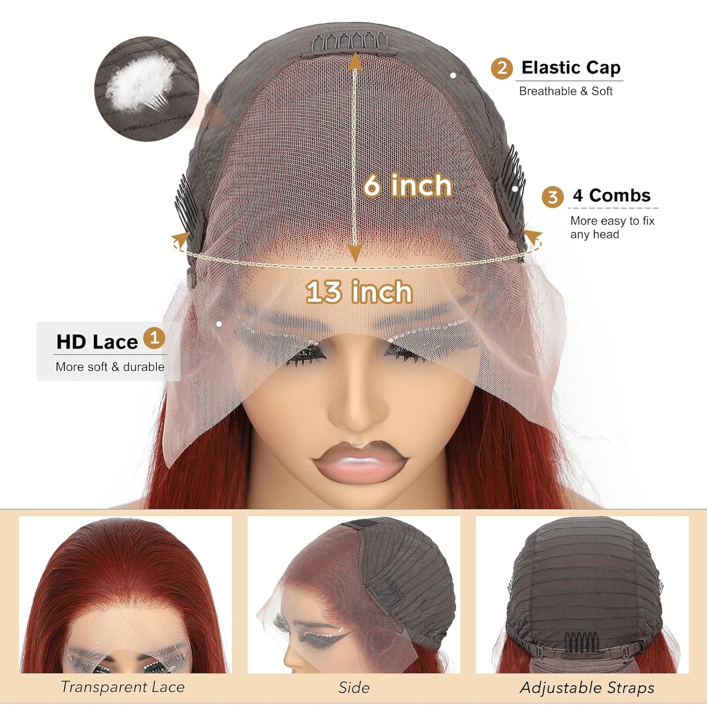 Beluck 13x6 Hd Reddish Brown 99j Burgundy Lace Front Wigs Human Hair Pre Plucked, Body Wave Frontal Wigs Human Hair Hd Lace, Glueless Lace Front Wigs Human Hair Colored With Baby Hair