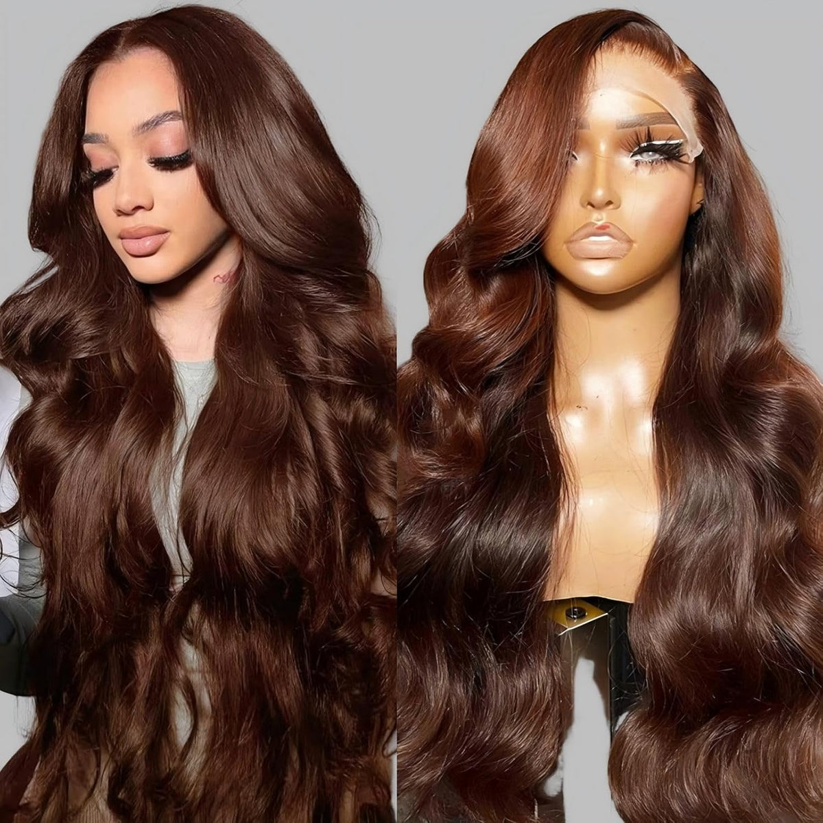 Beluck Chocolate Brown Loose Body Wave Glueless Wig 13x6 Lace Front Human Hair with Face Framing Layers