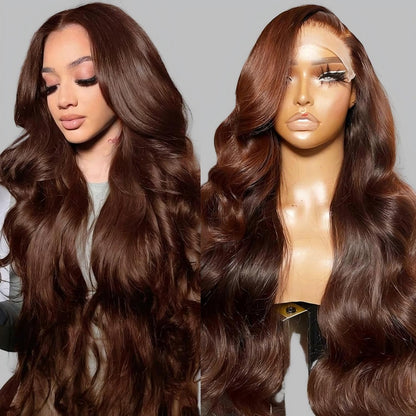 Beluck Chocolate Brown Loose Body Wave Glueless Wig 13x6 Lace Front Human Hair with Face Framing Layers
