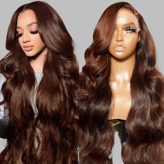 Beluck Chocolate Brown Loose Body Wave Glueless Wig 13x6 Lace Front Human Hair with Face Framing Layers