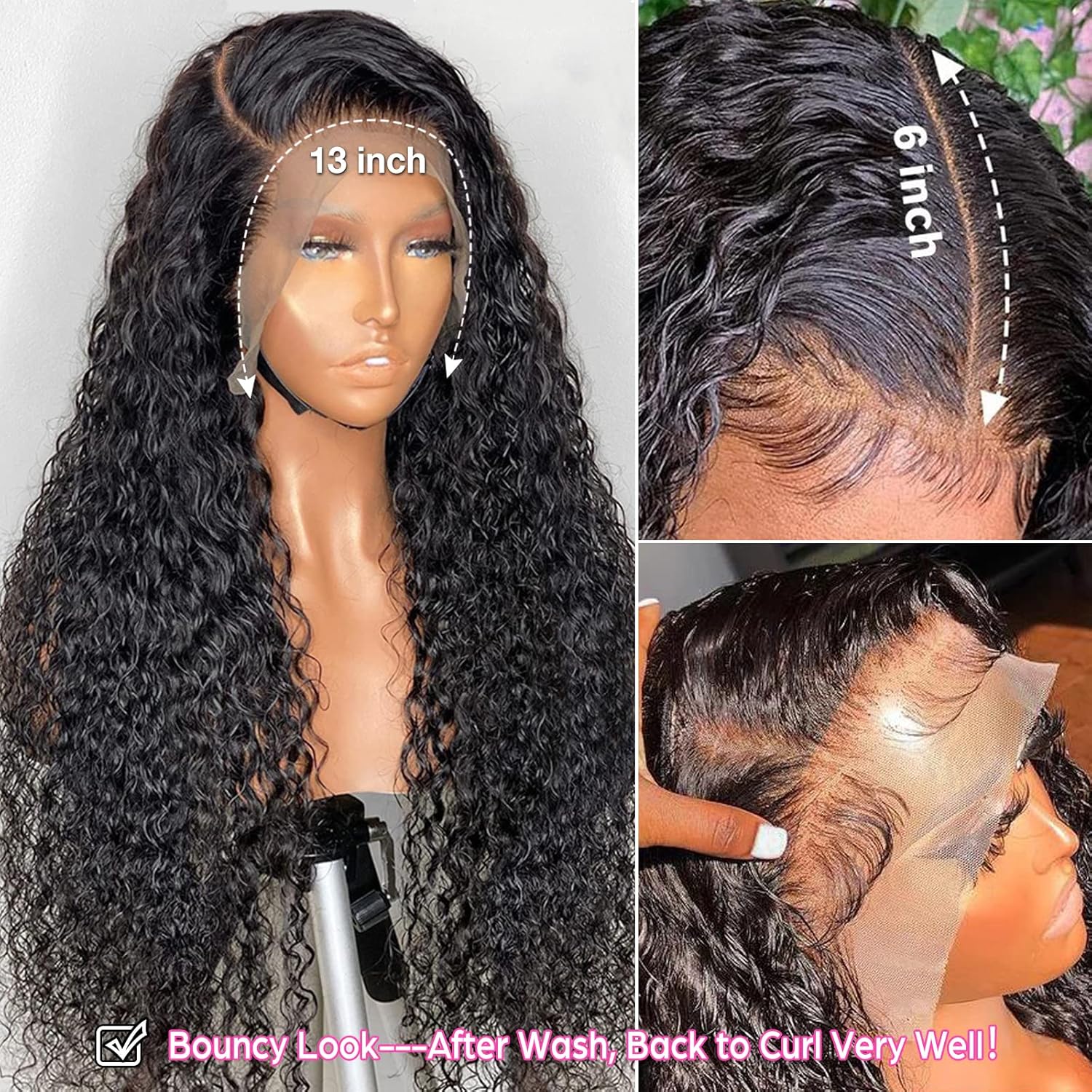 13x6 Water Wave Glueless Lace Front Wigs