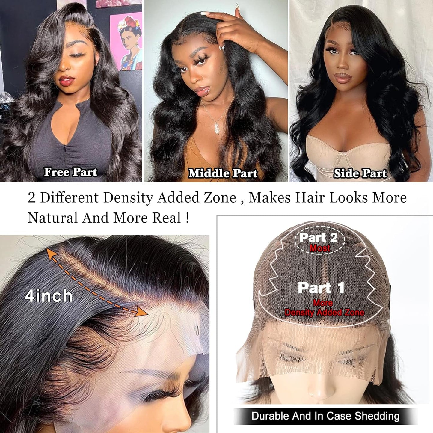 250 Density HD Lace Front Wigs Human Hair, Body Wave Lace Front Wig Human Hair 13x4 HD Lace Front Wigs Human Hair Pre Plucked Bleached Knots