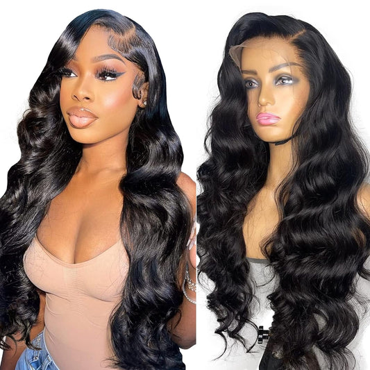 13x6 Lace Front Wigs Human Hair 200 Density, HD Transparent Pre Plucked, Glueless Body Wave Frontal With Baby Hair, Bleached Knots, Natural Color