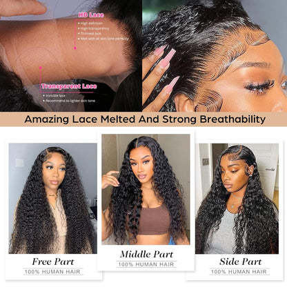 13x6 250 Density Hd Lace Front Wigs Human Hair, 13x6 Lace Front Wigs Human Hair, Wet And Wavy Lace Front Wigs Human Hair,Deep Wave Frontal Wigs For Black Women
